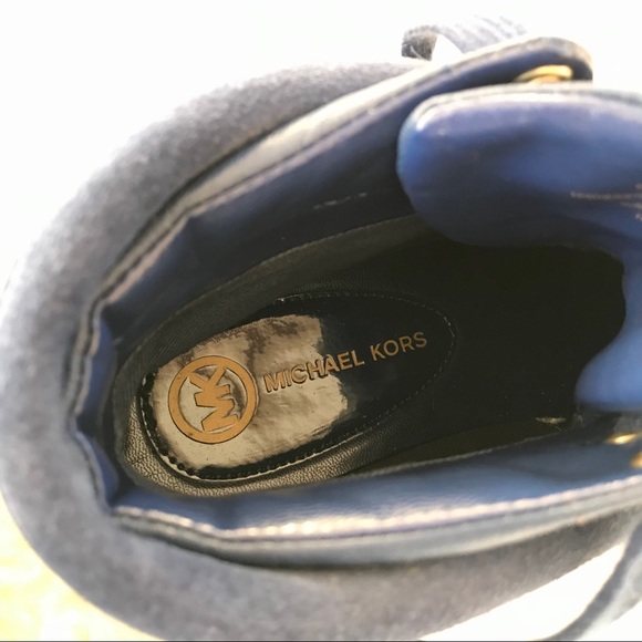 MICHAEL KORS Blue High Top Leather Sneakers - Picture 12 of 14